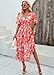 Spring Dresses for Women 2024 Casual,Temperament V-Neck Waist Printed Long Skirt,Puff-Sleeve V-Neck Floral Dress (Red,Medium)