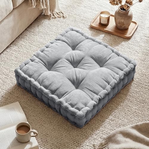 Intelligent Design Floor Pillow - Shredded Foam Filled Meditation & Yoga Cushion, Chenille Tufted,...