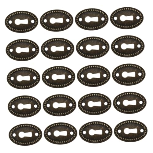 BESTonZON 20個 アンティーク仕上げ亜合楕形装飾鍵穴カバー ドレッサー引き出し用耐久性エスカッションプレート 家具統一スル維持