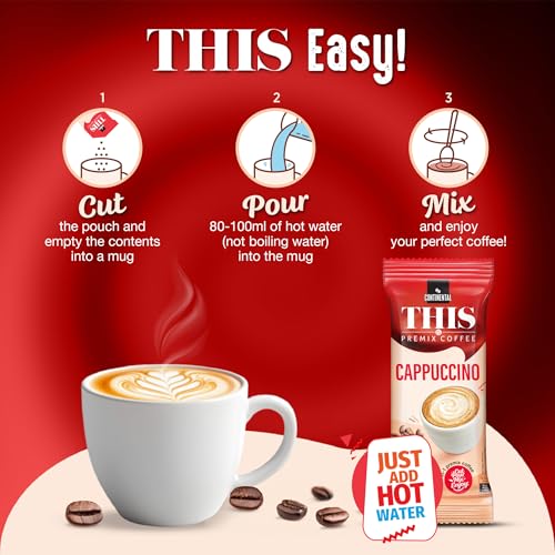 Image of Continental THIS Cappuccino Instant Coffee Powder | 110g (5 Sachets, 22g per each) | 3In1 Instant Premix Flavoured Coffe | Smooth Flavour and Rich Taste | Just Add Hot Water | Cafe Like Coffee