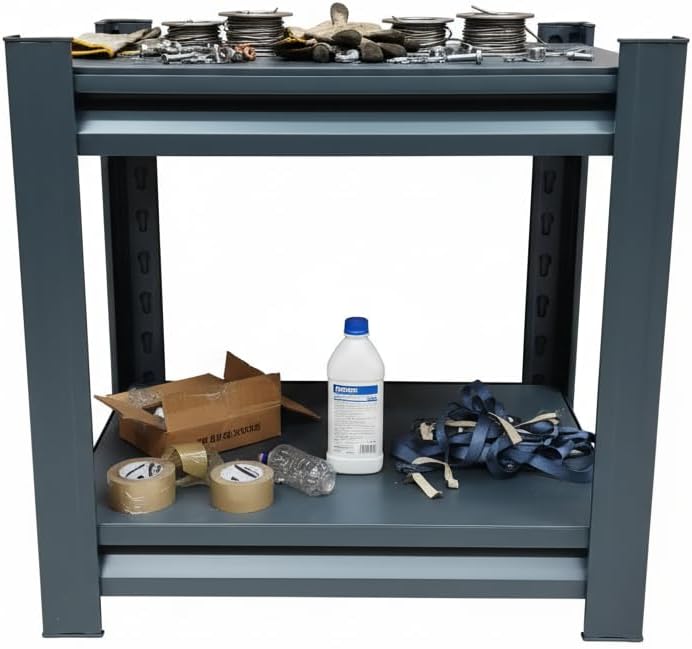 Industrial Storage Rack Heavy-Duty Steel Shelving Unit Multi-Purpose Garage Organization System Black 16" H x 15.8" W x 11.8" D 2-Tier