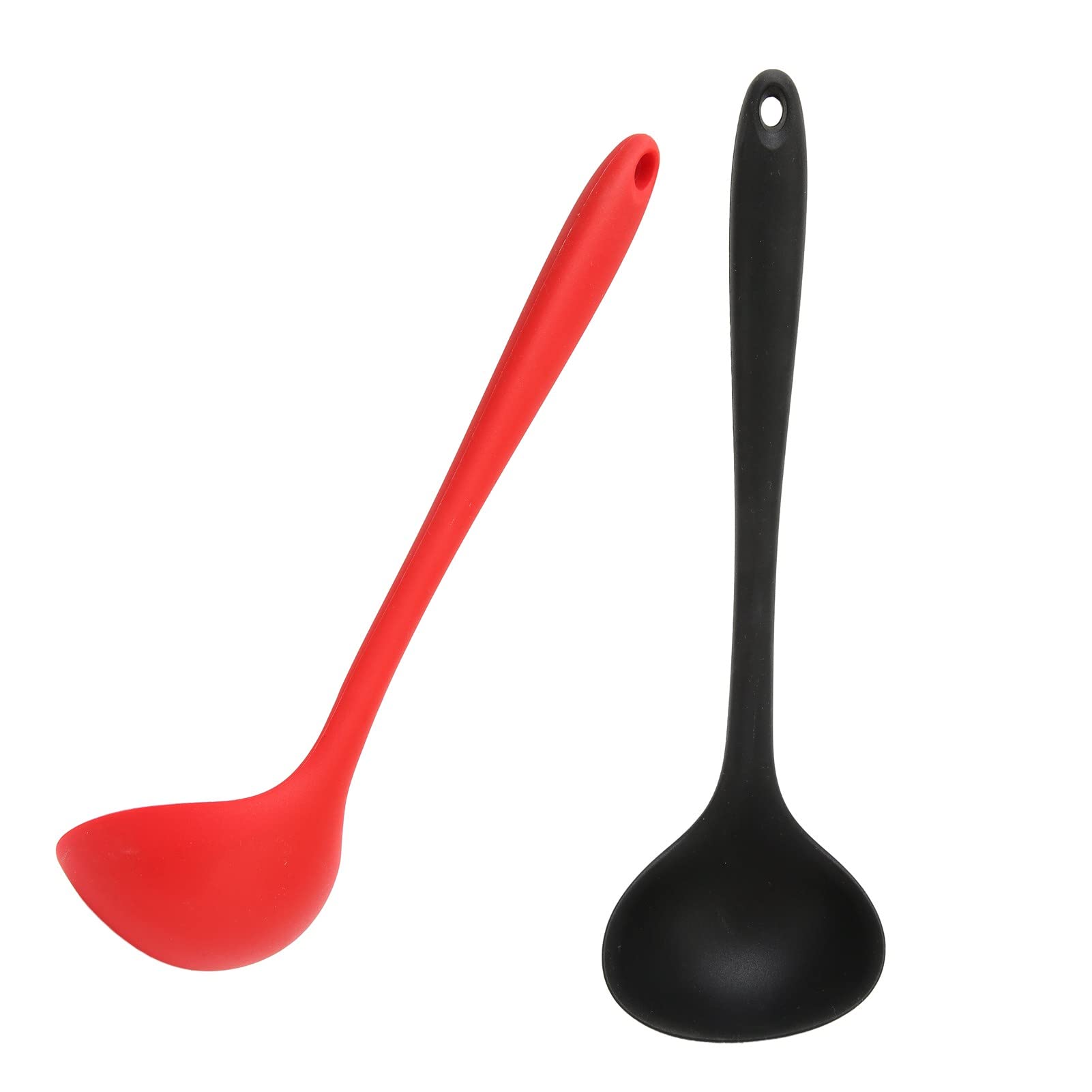 2PCS Silicone Ladle, Cooking Ladle Long Handle Soup Ladles Heat Resistant Spoons Non Stick Kitchen Utensils Serving Spoon for Soup