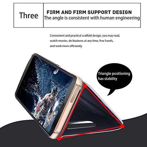 Herbests compatibile con iPhone 11 Pro Max Cover Specchio, Custodia PU Pelle per Donne Uomo Cellulare Copertura Lusso Moda Rigida Ultra Slim Clear View Plating Mirror Cover Case,Nero - Image 7