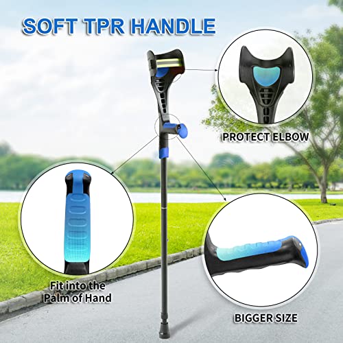 Bigalex Forearm Crutches For Adults (1 Pair) Lightweight Adjustable Arm Crutch With Soft Handle Non-Slip Base And Anti-Dorp Cuff（Blue） #TOP1