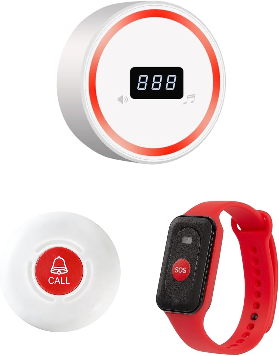 Wireless Caregiver Pager Call System with Call Button for Elderly at Home 1 SOS Alert Watch + 1 Call Button + 1 Receiver for Nursing Care Seniors Patients (1 Watch + 1 Call Button + 1 Receiver)