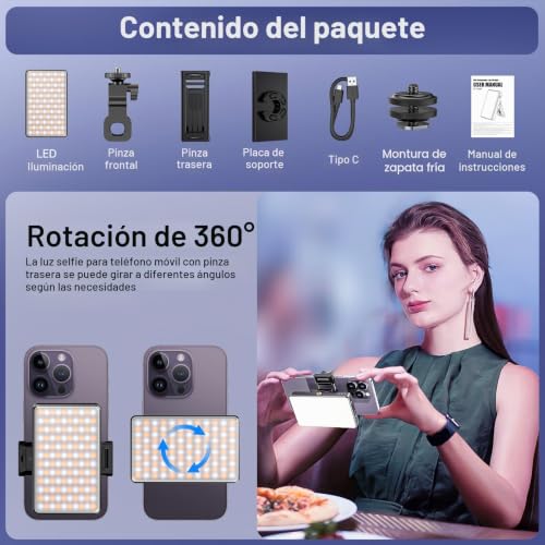 Luz de vídeo LED con batería 3000mAh y CRI 95+ para iluminación de teléfonos 4