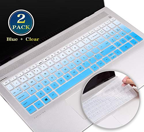 2 Pack Silicone Keyboard Cover for HP Pavilion x360 15.6 Inch 2020-2018, HP