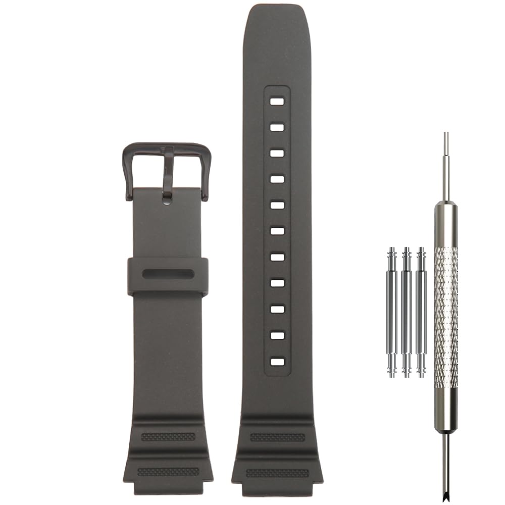WRISTARMOR Resin Replacement Band Compatible with Caiso AE1200WH AE-1300WH F108WH W218H W-219H W800HG Mens Sport Watch Strap