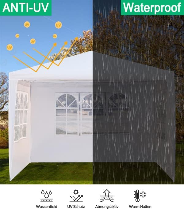 Miniatura 3 de Tienda de campaña con dosel de 10 x 10 pies con 4 paredes laterales extraíbles y ventana de iglesia, toldo cerrado instantáneo, toldo impermeable,