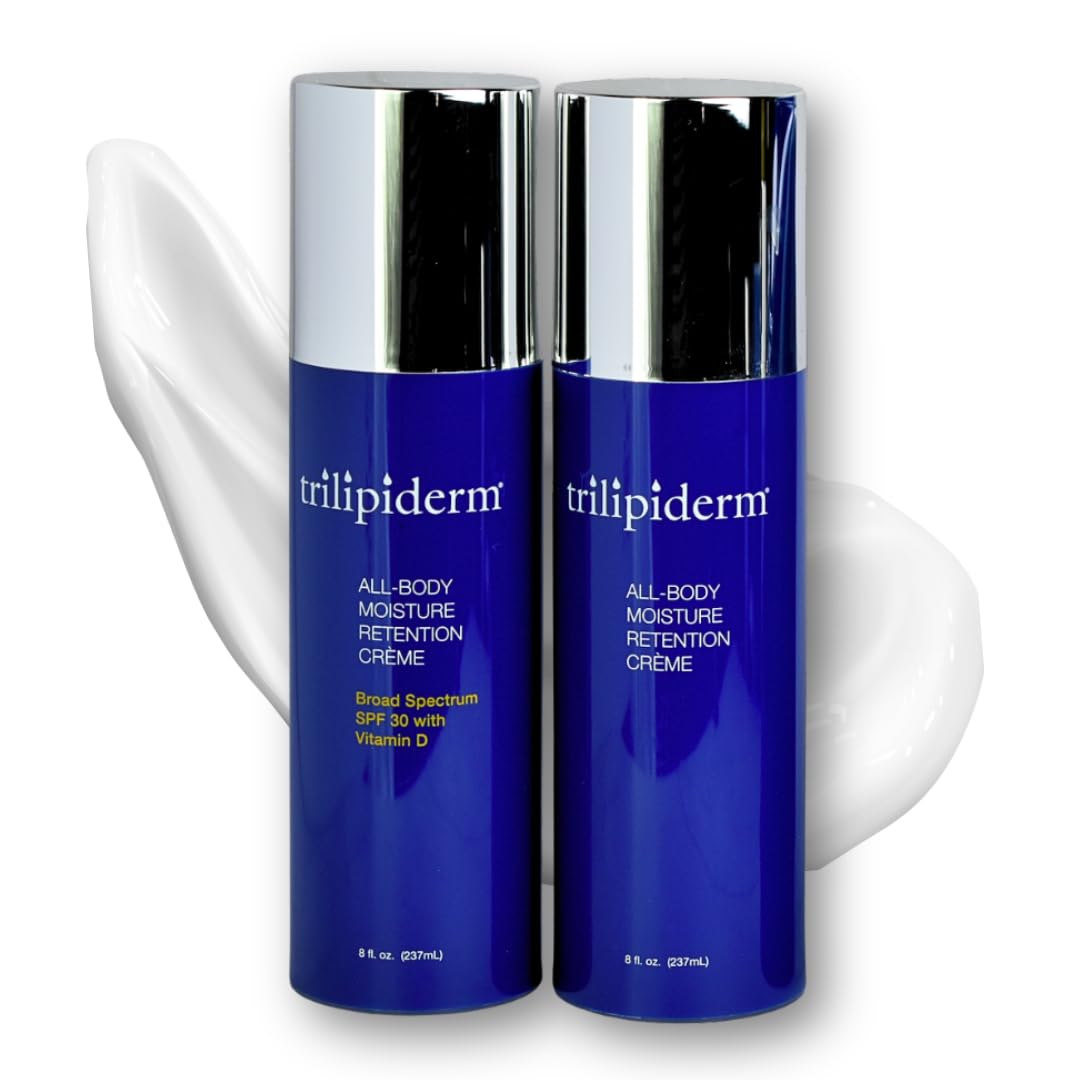 Trilipiderm Weekender Bundle – All-Body Moisture Retention Crème 2-Pack Travel Size – 1x SPF 30 Broad Spectrum Sunscreen 8 oz + 1x Original Formula 8 oz – Hydrating Skincare for All Skin Types