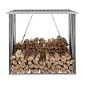 ECILKUC Garden Log Storage Shed Galvanized Steel firewood Storage Rack 64.2 x 32.7 x 60.6 Inches (L x W x H)