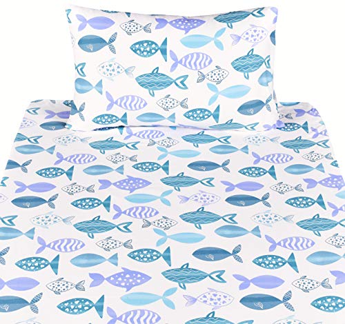 Scientific Sleep Fish Cute Fun Soft Sheets Set Twin, Fitted Sheet With 14" Inch Deep Pocket, 100% Microfiber Polyester Bedding Sheet Set For Boys Teen Kids Gift (Fish, Twin) #TOP1