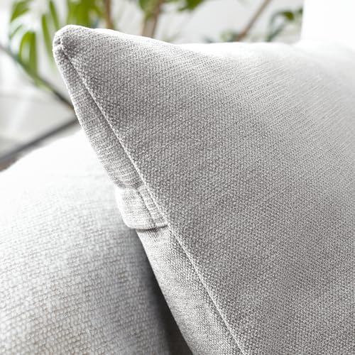 Image of Encasa XO Thick Chenille Throw Pillow Covers Set of 1 | Solid Light Grey - (24 inchx24 inch) (60x60 cm) | Decorative Accent Square Throw Pillow Cases for Couch, Home Decor, Sofa