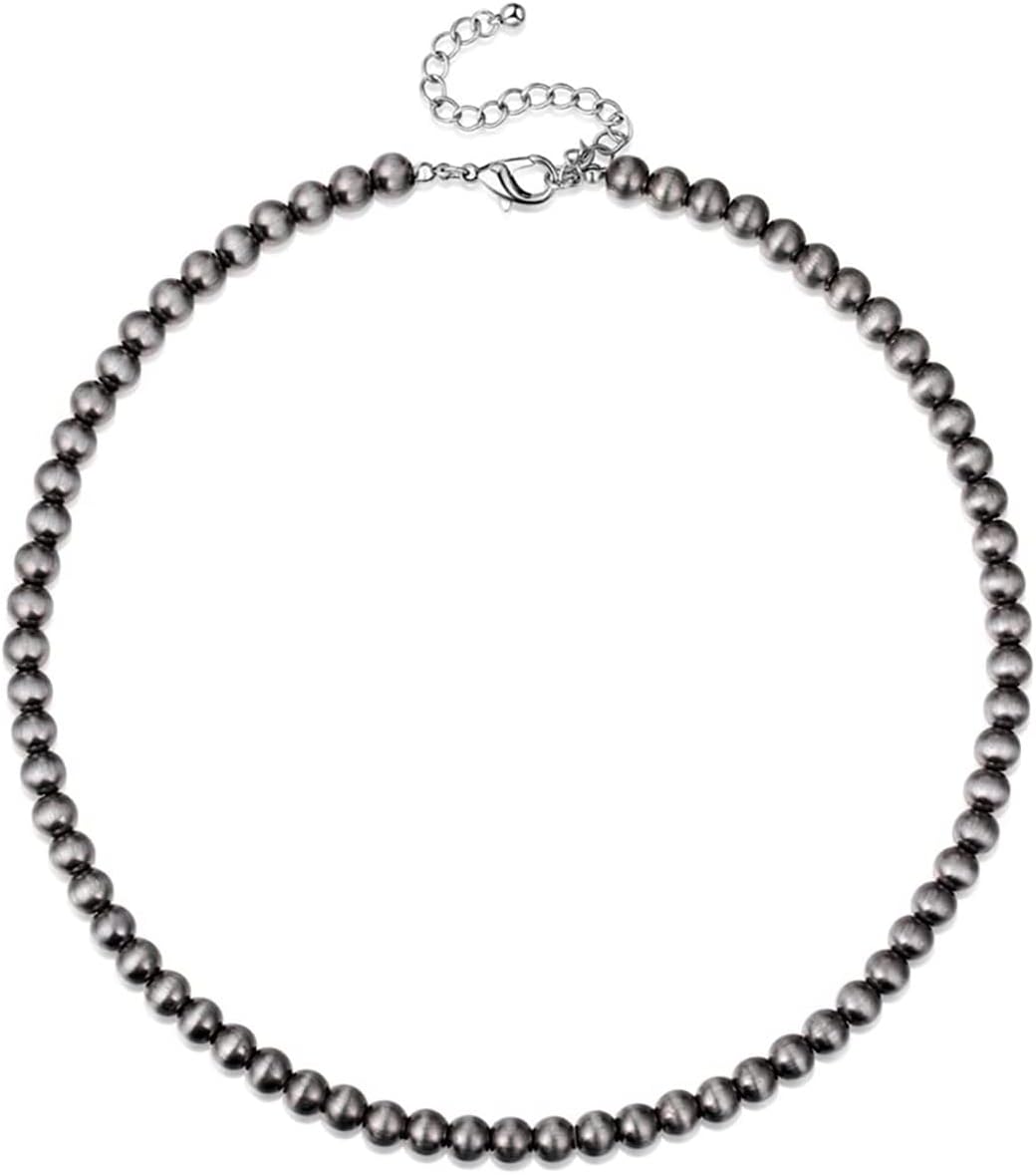 Navajo Black Pearl Layered Necklace Long Western Cowgirl Beaded Pearl Necklaces for Women Girls Party Wedding Jewelry