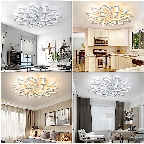Lustre salon LED dimmable télécommande plafonnier 120 cm