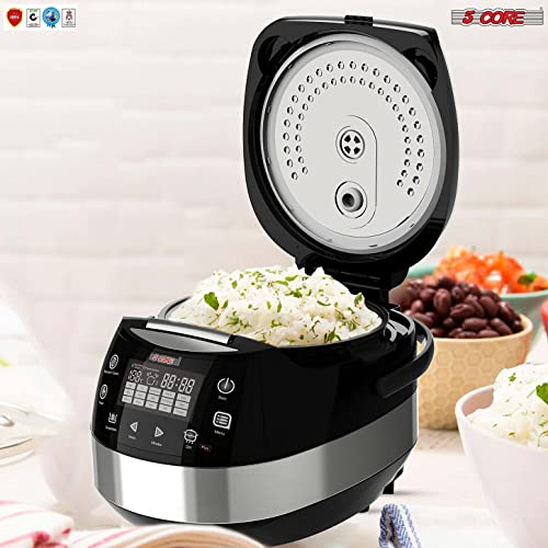 5 Core 5.3Qt Asian Rice Cooker Digital Programmable 15-In-1 Ergonomic Large Touch Screen Electric Multi Cooker Slow Cooker Steamer Pot Warmer 11 Cups 24 Hour Delay Timer Auto Keep Warm Feature Rc 0501 #TOP6