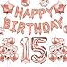 15 Anni Decorazioni per Buon Compleanno, 15 Anni Oro Rosa Compleanno Decorazioni per Ragazza, 15 Anni Happy Birthday Striscione Lattice Palloncini in Festa Decorazioni per Ragazza