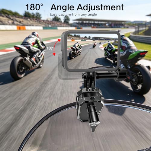 Image of Motorcycle Windshield Camera Mount for Insta360 X6 X5 X4,for Gopro Hero | All CNC Aluminum ,Quick Release, Motorbike Windscreen Clamp Mount with 1 /4 inch Adapter for DJI Action 6 /5 /4 /3,OSMO 360 Ace Pro 2