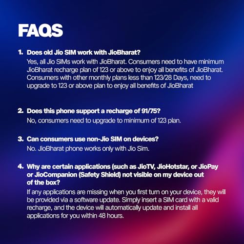 Image of JIO JioBharat V4 4G Keypad Phone with Safety Shield Feature, JioTV, JioHotstar, JioSaavn, JioPay (UPI & SoundPay), LED Torch, Digital Camera, 1000mAh Battery | Black | Locked Network