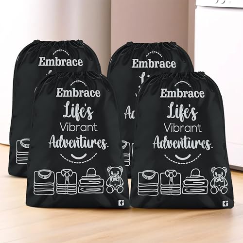 Image of Kuber Industries Pack of 4 Cloth Storage Bag | Non-Woven Storage Organizer | Travel Cloth Carrying Bag | Garments Cover for Laundry | Travel Storage Organizer for Clothing | Large | Black