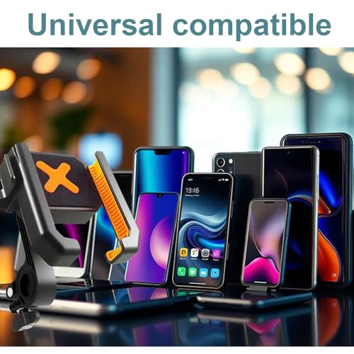 Image of Motorcycle Handlebar Phone Mount with One-Hand One-Touch Lock System, 360 Rotation, Anti-Slip & Shockproof Protection, Universal Mobile Holder