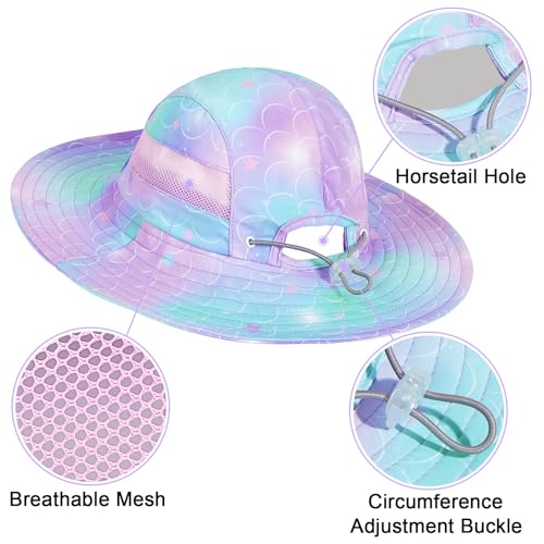 Image of Kids Sun Hat for Toddler Girls Unicorn Bucket Hats UV Protection Summer Hat for Kids Wide Brim Fishing Hat 2-8 Years