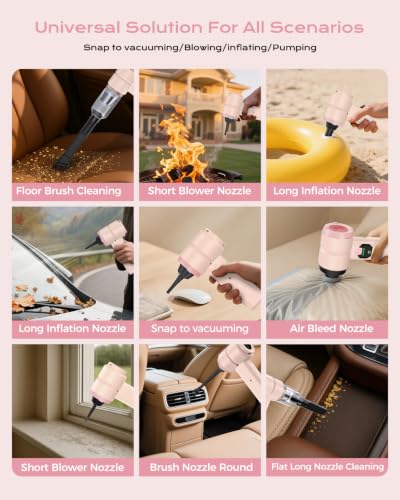 Image of Portable Cordless Car Vacuum,4-in-1 Handheld Cordless Vacuum with 30000Pa Suction, 130000 RPM,6800mAh Battery,10 Nozzles,Rubber Paint Material for Car,Home,Birthday Gifts for Men Dad Husband(Pink)