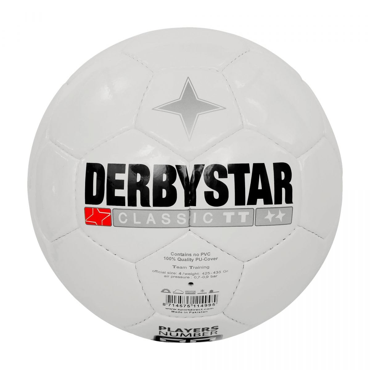 Derbystar Fußball - Klassisch (Größe 3-4) - Mehrere Farben - Trainings- und Spielball für Fußball - Strapazierfähiges PU-Material - Hohe Sichtbarkeit - No Colour - Maat 4