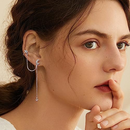 Drperfect 11 Pairs Star And Moon Earrings For Women Sun And Moon Celestial Earrings Hypoallergetic Y2k Starburst Crescent Space Huggie Hoop Stud Dangle Earring Set Gold Silver2