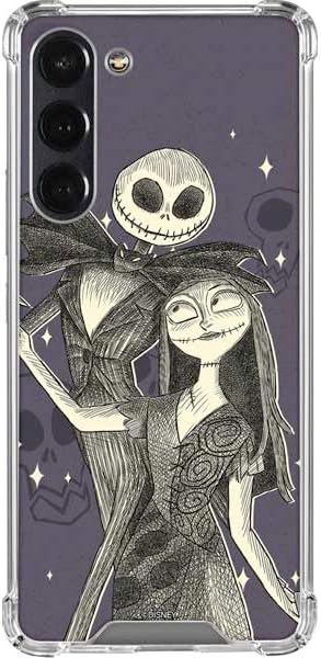 Skinit Clear Phone Case Compatible with Galaxy S24 FE - Officially Licensed Disney The Nightmare Before Christmas Jack and Sally Art Design