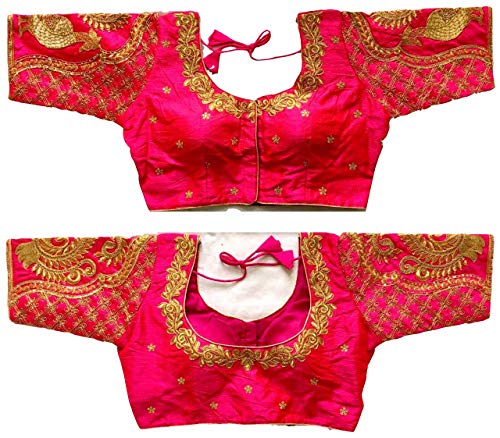 Anantdiva Women's Silk Blouse for Sarees - Indian Saree Blouse for Women Readymade Crop Top Choli Sari Blouse (Pink)