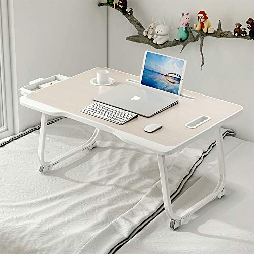 Laptop Desk for Bed Foldable,Asltoy Lap Desk with Drawer,Laptop Bed Tray Table Adjustable,Notebook Desk Laptop Table for Bed Portable Lap Bed Tray Tablet Desk for Couch Floor with Cup Slot (Beige)