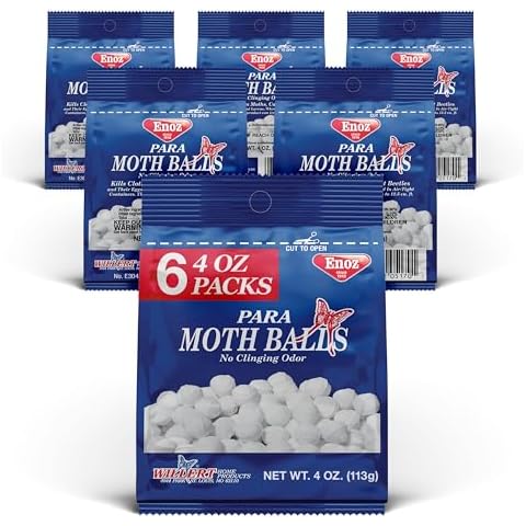 Enoz para Moth Balls For Insects, Kills Clothes Moths and Carpet Beetles, No Clinging Odor, 4 Oz (Pack of 6) Cover