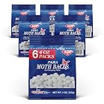 Enoz para Moth Balls for Closets and More - Kills Clothes Moths and Carpet Beetles - Moth Balls for Indoor Use - No Clinging Odor - 4 Oz, 6 Pack
