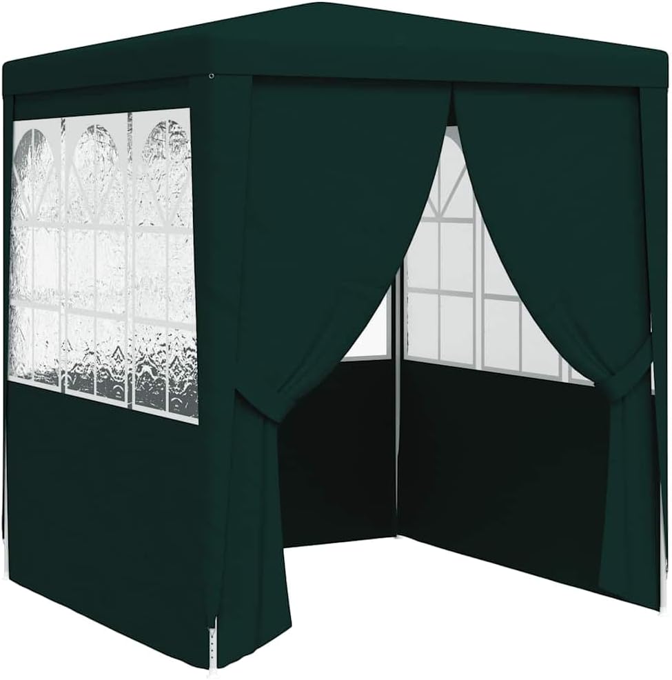 vidaXL Professional Outdoor Party Tent, Water and UV- Polyethylene Garden Gazebo with Side Walls and Zippered Door Panel, Easy Assembly, Durable Steel Frame, Green, 6.6'x6.6'x7.9' Dimensions