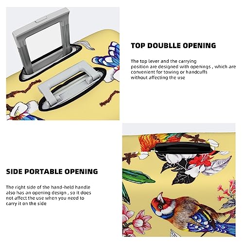 Beautiful Bright Birds And Flowers Luggage Cover Washable Elasticated Luggage Covers for Suitcase TSA Approved Stylish Scratch Resistant Luggage Case Protector4