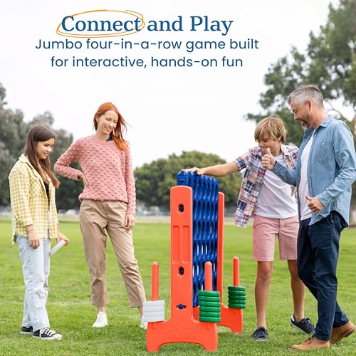 Image of ECR4Kids Jumbo 4-to-Score Giant Game with 42 Rings and Reset Sliders, Kids Games, Blue /Orange