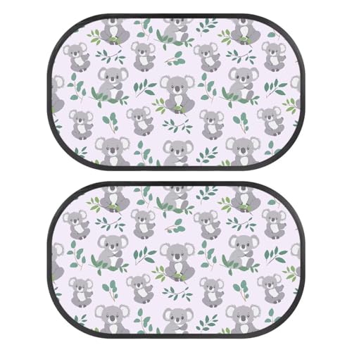 Yuyamidu Koala Leaf Print Car Window Sunshade Sun Shade Blocker Universal Fit Children Window Shades for Car Glare Shield UV Protection Children Window Shades for Car