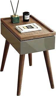 Creative Sofa Side Table,Pallet Side Cabinets,with Storage Space,Solid Wood Legs Support(Size:21.6513.7721.65in,Color:Walnut Wood)