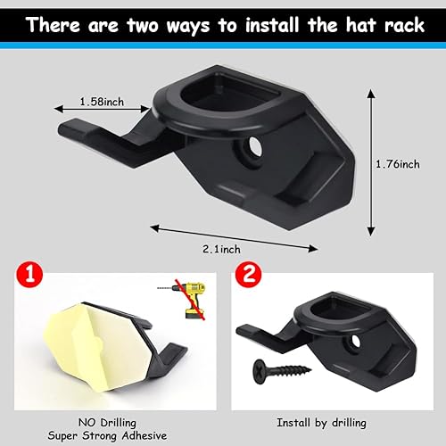 Miniatura 2 de Aohcae Paquete de 16 percheros adhesivos para gorras de béisbol de pared, sin perforaciones, para organizador de sombreros de pared, ganchos