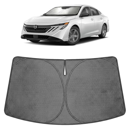 Image of Proadsy Windshield Sun Shade Custom Fit Nissan Sentra 2020-2026 Ice Crystal Black Front Window Sunshade UV and Heat Blocker Foldable Visor Keeps Car Cooler for Summer Parking and Daily Use