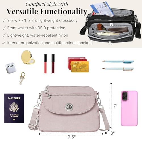 Image of Baggallini Calais Crossbody Bags for Women 10x7 Lightweight Water-Resistant Travel Purse, RFID & Interior Organization