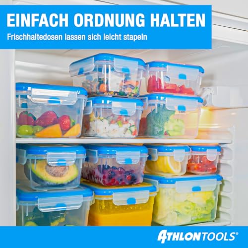 ATHLON TOOLS 4x 3L Frischhaltedosen-Set in Gastro-Qualität - 100% luftdicht und auslaufsicher -40 bis +100 Grad - für alle Lebensmittel - BPA-frei - Vorratsdosen für Kühlschrank (3 L | 4er Set)