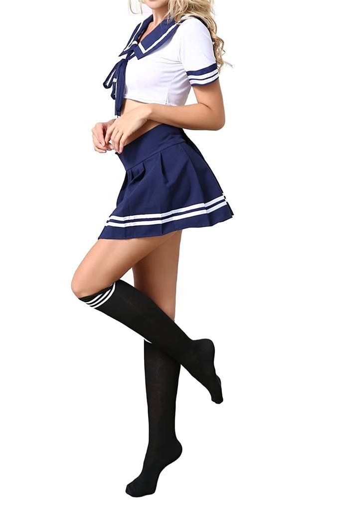NAVARCH Sexy School Girl Costume Uniform Set Mini Skirt Cosplay