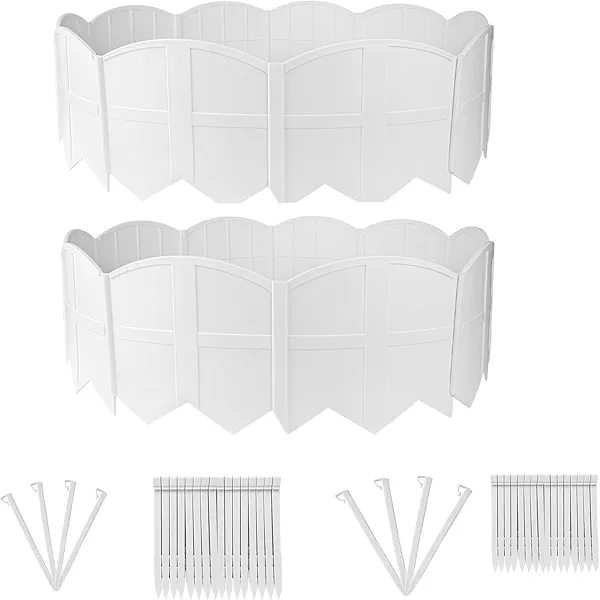 30Ft Landscape Edging Garden Edging Border Lawn Edging 30Pcs Landscape Edging Border with 30Pcs Stakes Kits White Edging for Landscaping Decorative Garden, Flower Bed, Yard and Lawn
