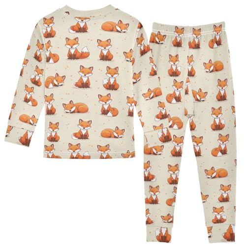 Toddler Boys Girls Cute Foxes Beige Long Sleeve Tee and Pant 2-piece Set Clothes Fall 18M2