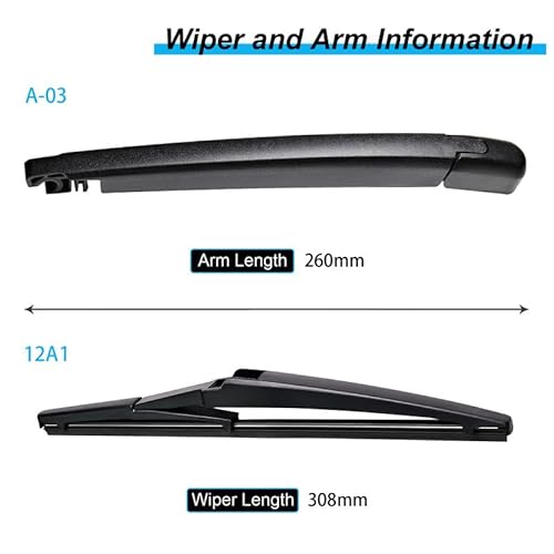 Rear Windshield Wiper Blade Arm Set Fit for Mazda 5 2006-2013, Fit for 6 2003-2008, Fit for KIA Forte 2011-2013 Rear Wiper Arm Assembly