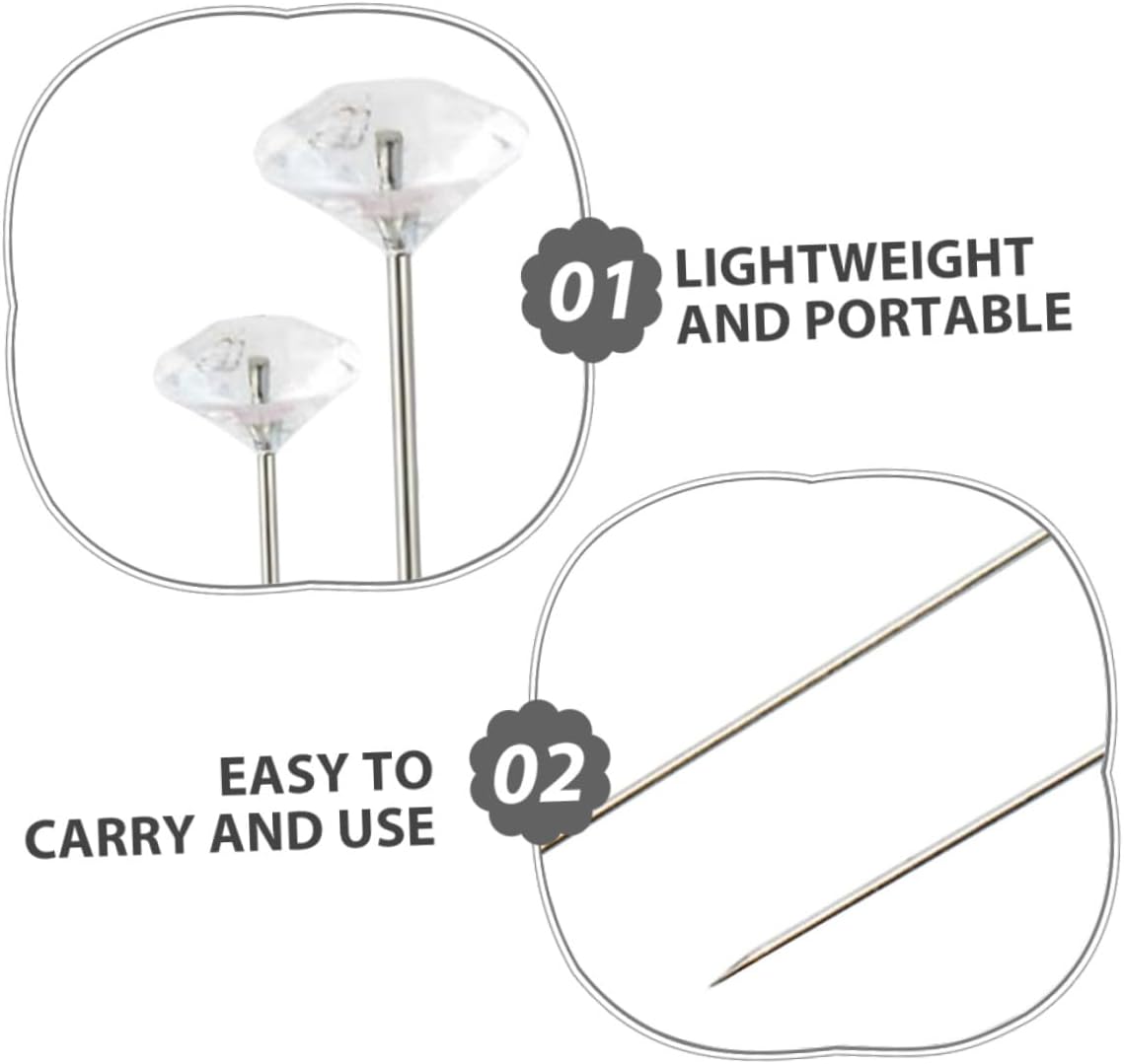 300pcs Diamond Head Corsage Pins for Sewing and Bead Threading, Small Medium Sizes, Straight Pins for Wedding Bouquets and DIY Floral Decorations