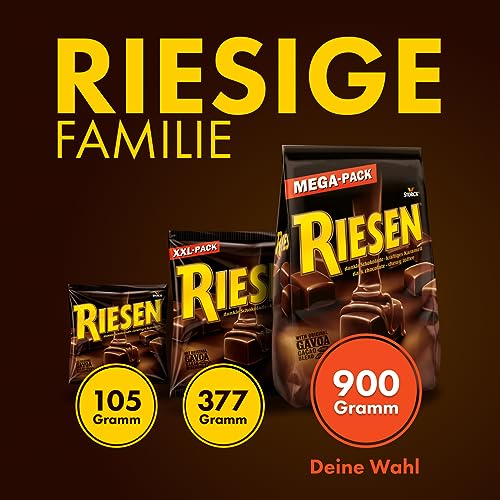 RIESEN – 1 x 900 g – Schokokaramell Kaubonbons in kräftiger, dunkler Schokolade – Schokoladen-Bonbons einzeln verpackt