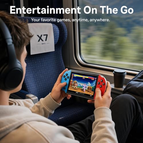 Image of Drumstone (𝐒𝐩𝐞𝐜𝐢𝐚𝐥 𝟏𝟓 𝐘𝐞𝐚𝐫𝐬 𝐖𝐚𝐫𝐫𝐚𝐧𝐭𝐲) Portable X7 Gaming Console with 4.3 Inch HD Screen | 10000+ Built-in Retro Games, Dual Joystick Handheld Game